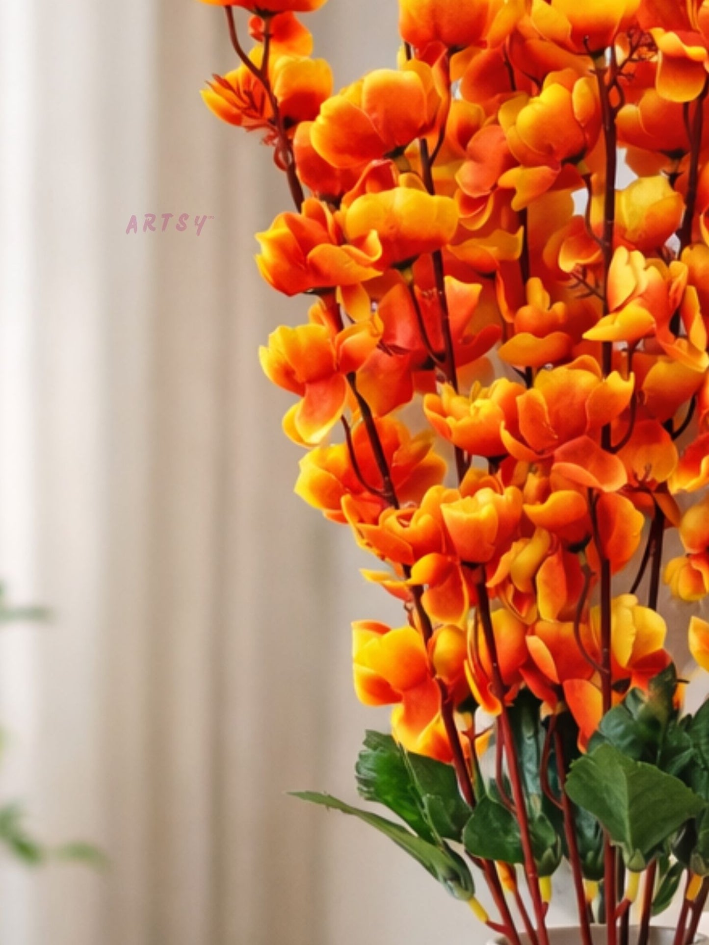 Artificial Orange Blossom Flower Stems for Home Decor | Premium Decorative Floral Arrangement