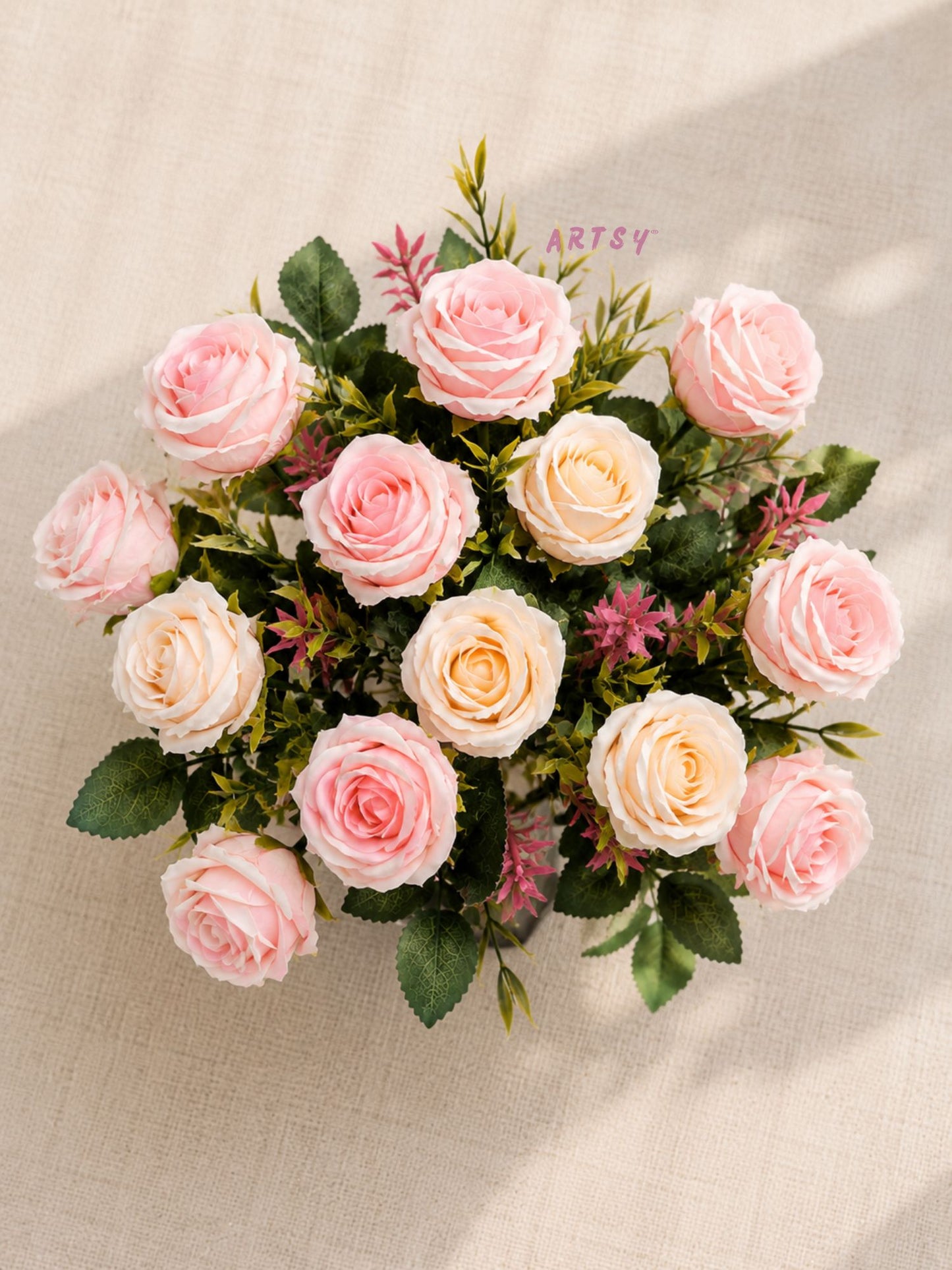 Exquisite Artificial Rose Bunch. Pack Of 2 Pieces
