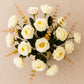 Artificial Rose Flower Bunch (Pack of 2) – Silk Faux Roses for Home, Wedding & Table Décor, White
