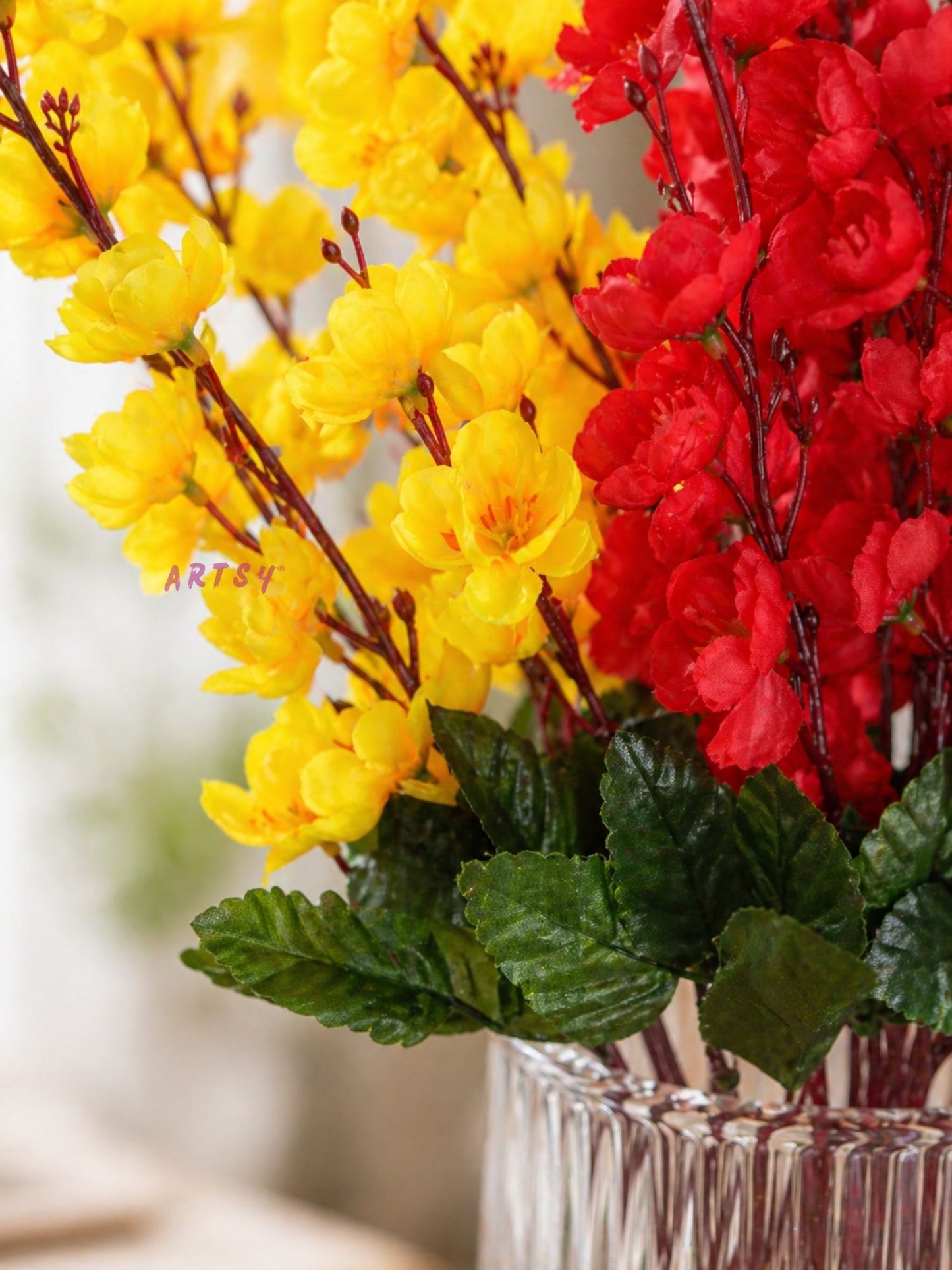 Premium Artificial Blossom Flower Stems for Home Decor (Pack of 2)