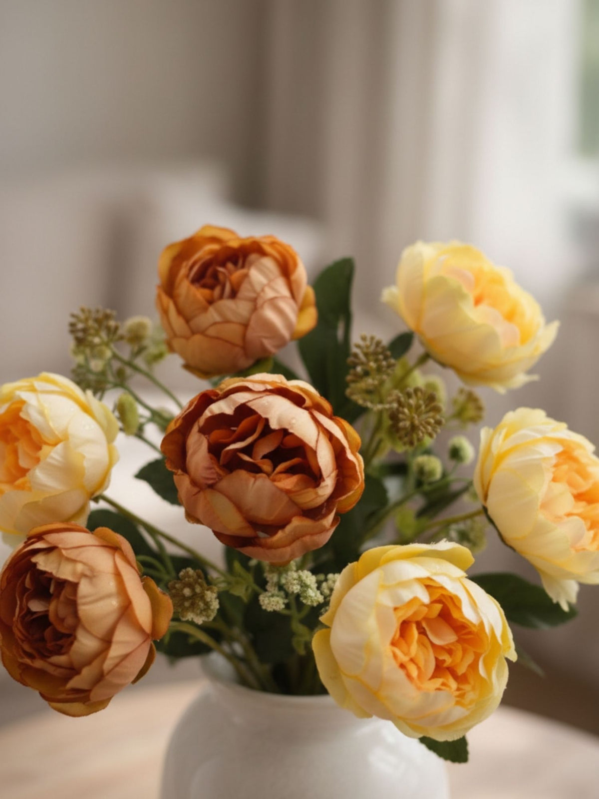 ARTSY Artificial Ranunculus Flower Bunch – Realistic Faux Flowers for Home Décor, Wedding, Table & Floral Arrangements
