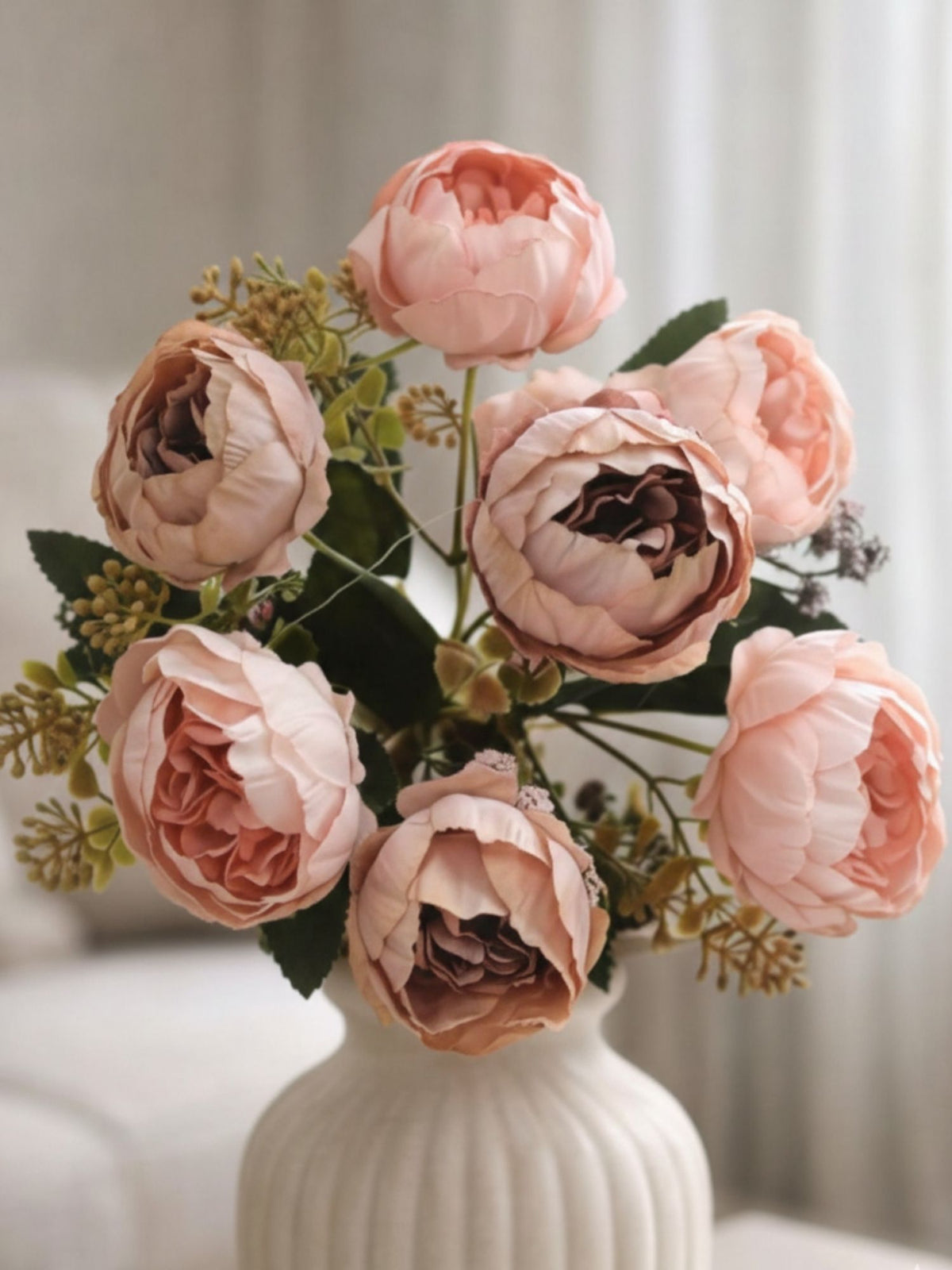 ARTSY Artificial Peony Flower Bunch – Realistic Handcrafted Faux Flowers for Home Décor, Wedding & Floral Arrangements