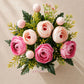 Elegant Artificial Ranunculus Flowers with Designer Pot – Pack of 1