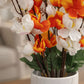 ArtsyDecor Premium Orange & White Artificial Blossom Stem for Home Décor | Realistic Flexible Floral Branch (55 CM, Pack of 1)