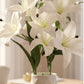 ARTSY Artificial White Lily Flower Stick for Vase Decoration & Home Décor