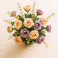 Artificial Rose Flower Bunch (Pack of 2) – Silk Faux Roses for Home, Wedding & Table Décor,  Purple