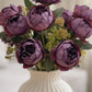 ARTSY Artificial Purple Peony Flower Bunch with Greenery, 35 cm Faux Floral Arrangement for Home Decor