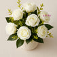 Real Touch White Rose Flower Bunch, Pack of 1 Piece