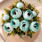 ARTSY Artificial Ranunculus Flower Bunch – White & Turquoise, 1 Pc