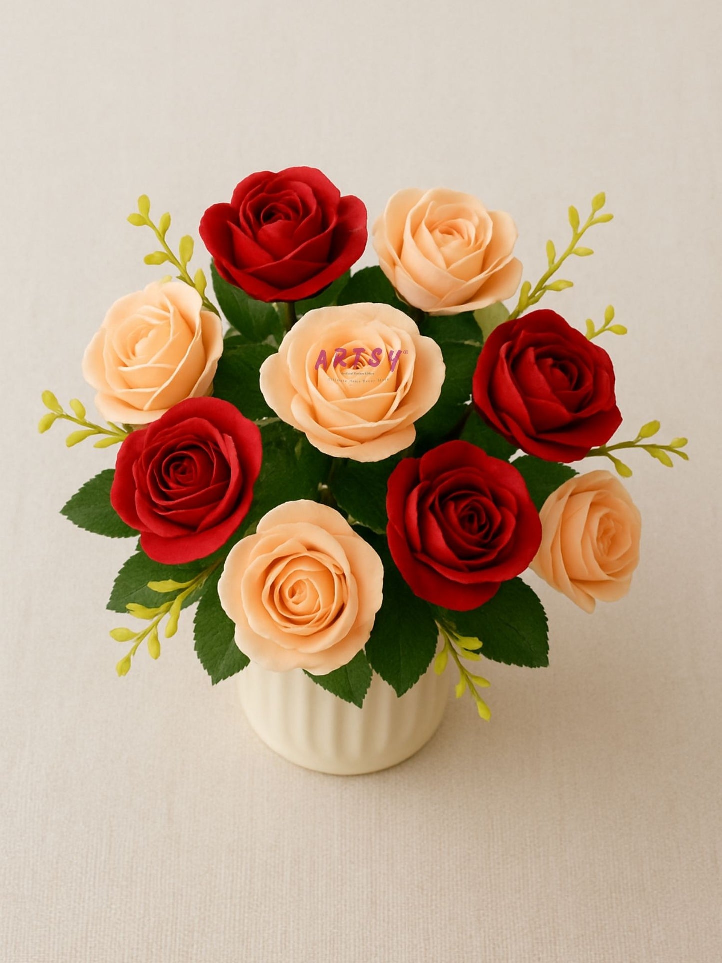 Artificial Rose Flower Bunch (Pack of 2) – Silk Faux Roses for Home, Wedding & Table Décor, Maroon