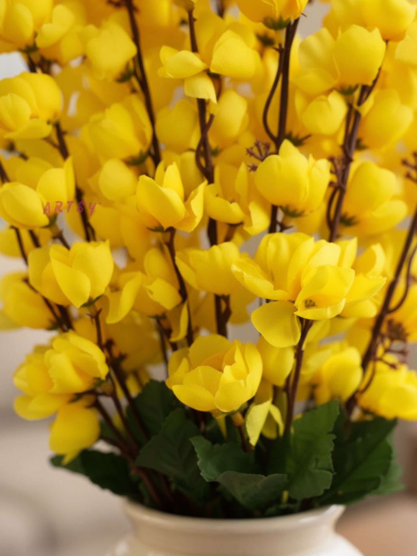 Yellow Artificial Cherry Blossom Flower Bunch- Pack of 1 Piece
