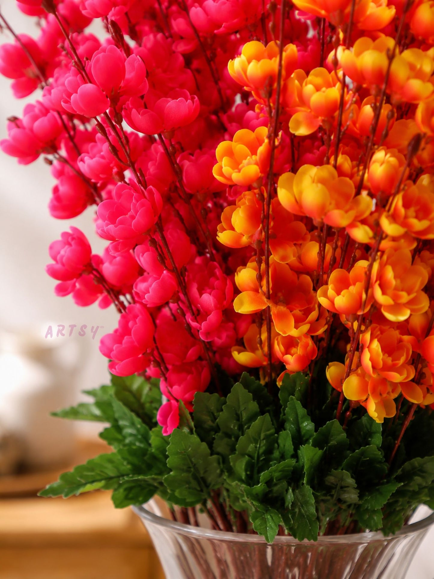 Artificial Decorative Flower Bunch for Vase Styling | Premium Floral Home Accent, Pack of 2
