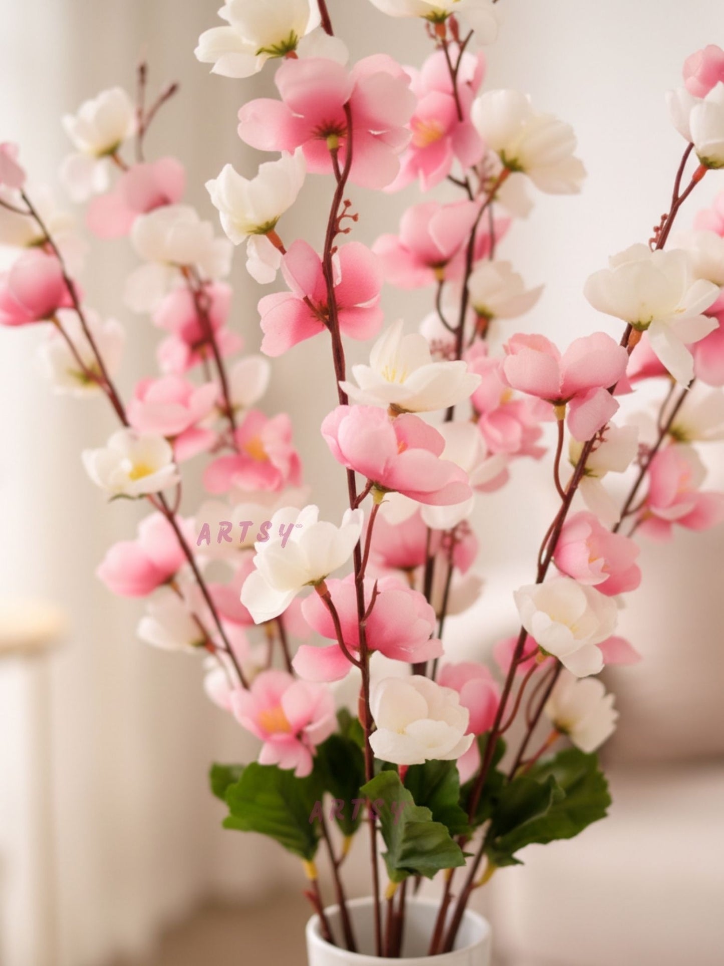 Artificial Cherry Blossom Flower Bunch, Multi – Pack of 1 Piece,