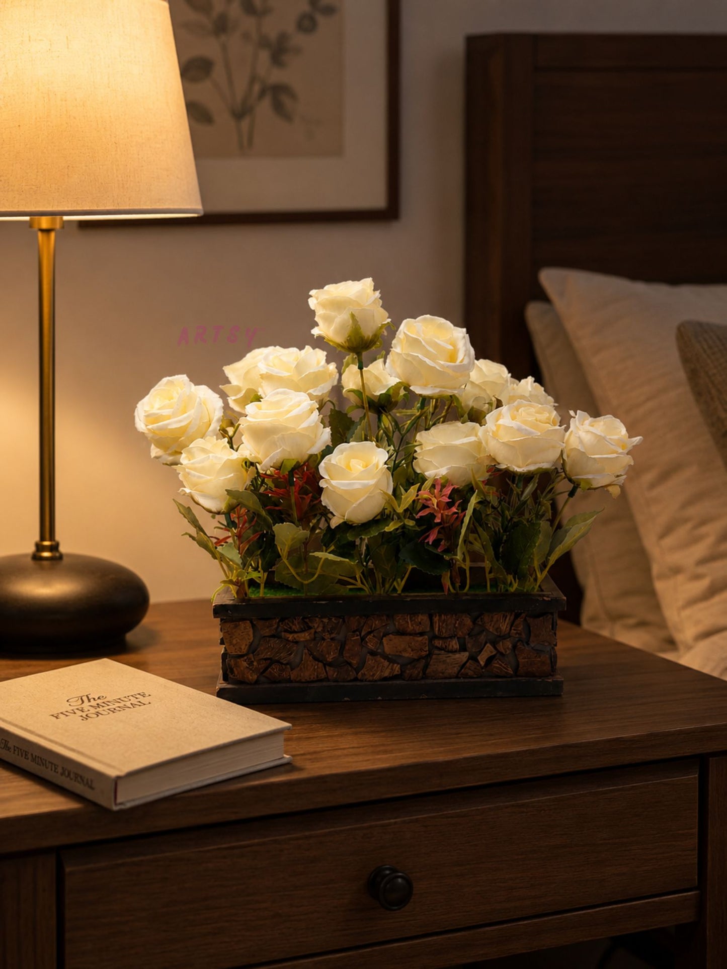 Elegant Artificial Flowers in Decorative Pot: Lifelike Beauty for Any Space