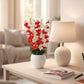 Elegant Red & White Artificial Blossom Flower Pot for Home Decor, Pack of 1