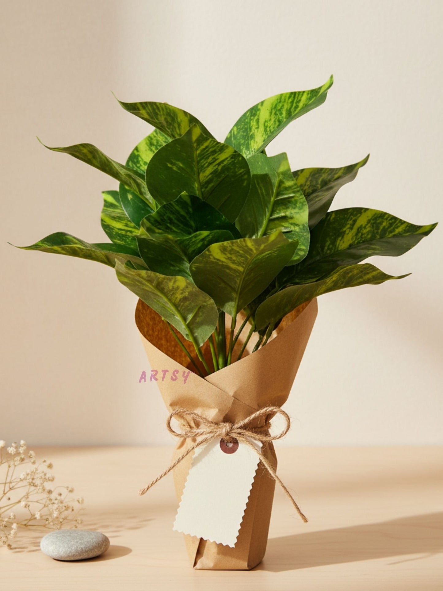 ARTSY Premium Artificial Green Leaf Bunch for Home & Office Decor