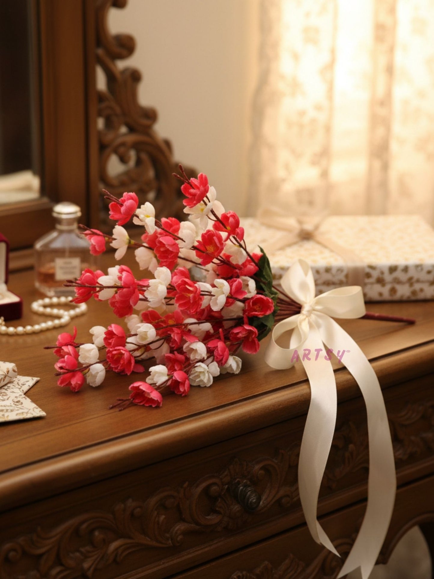 Artsy Luxury Artificial Blossom Flower Stem | Premium 55 CM Floral Decor for Home & Vase Styling
