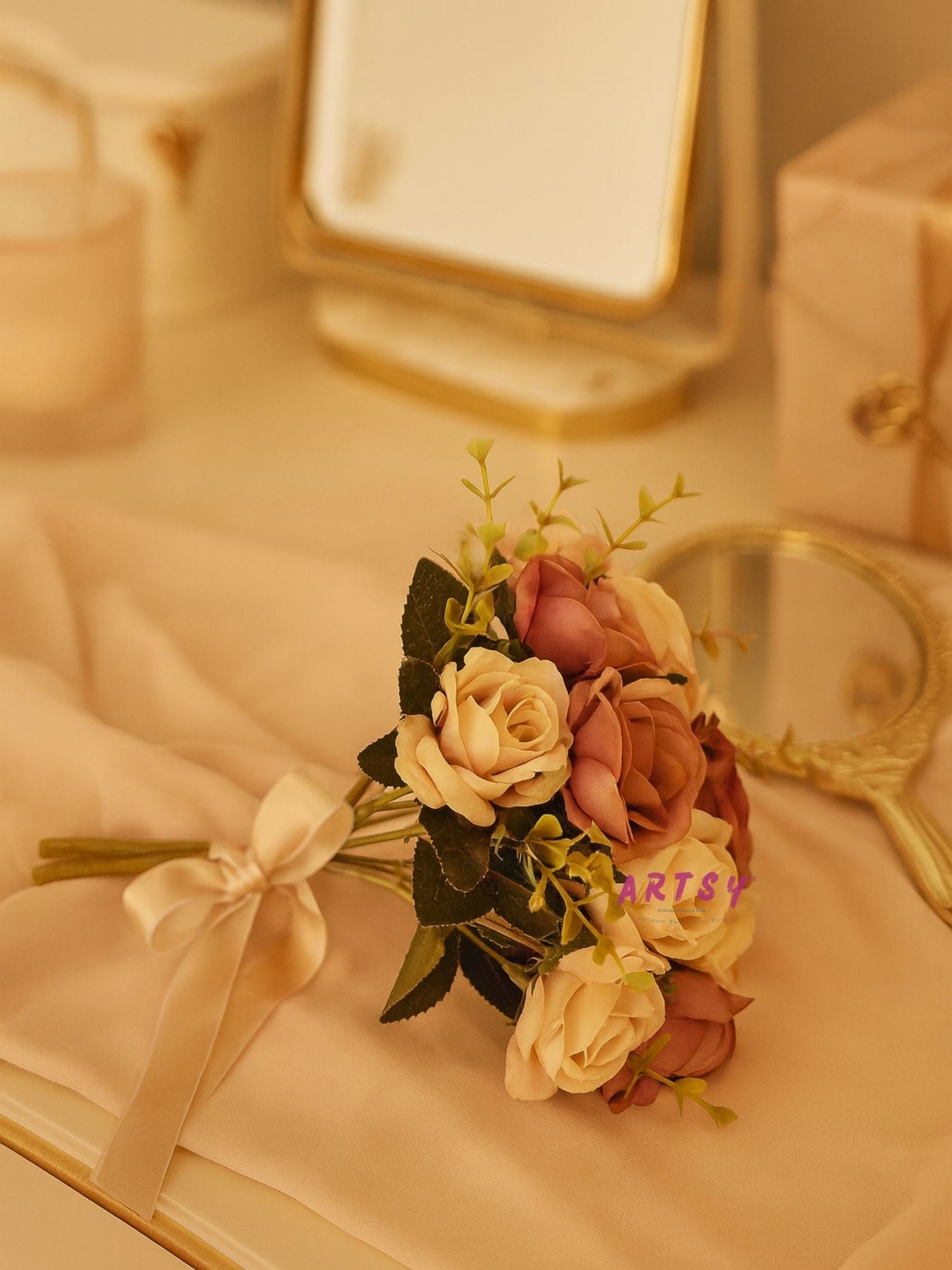 Artificial Rose Flower Bunch (Pack of 2) – Silk Faux Roses for Home, Wedding & Table Décor, Multi