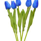 ARTSY® Artificial Tulip Flowers Bunch – Set of 5 Faux Flower Stems | Ideal for Living Room, Centerpiece, Gifting, craft, Real Touch Flower Bunch for Vase Decor, Home Styling, Events, Blue
