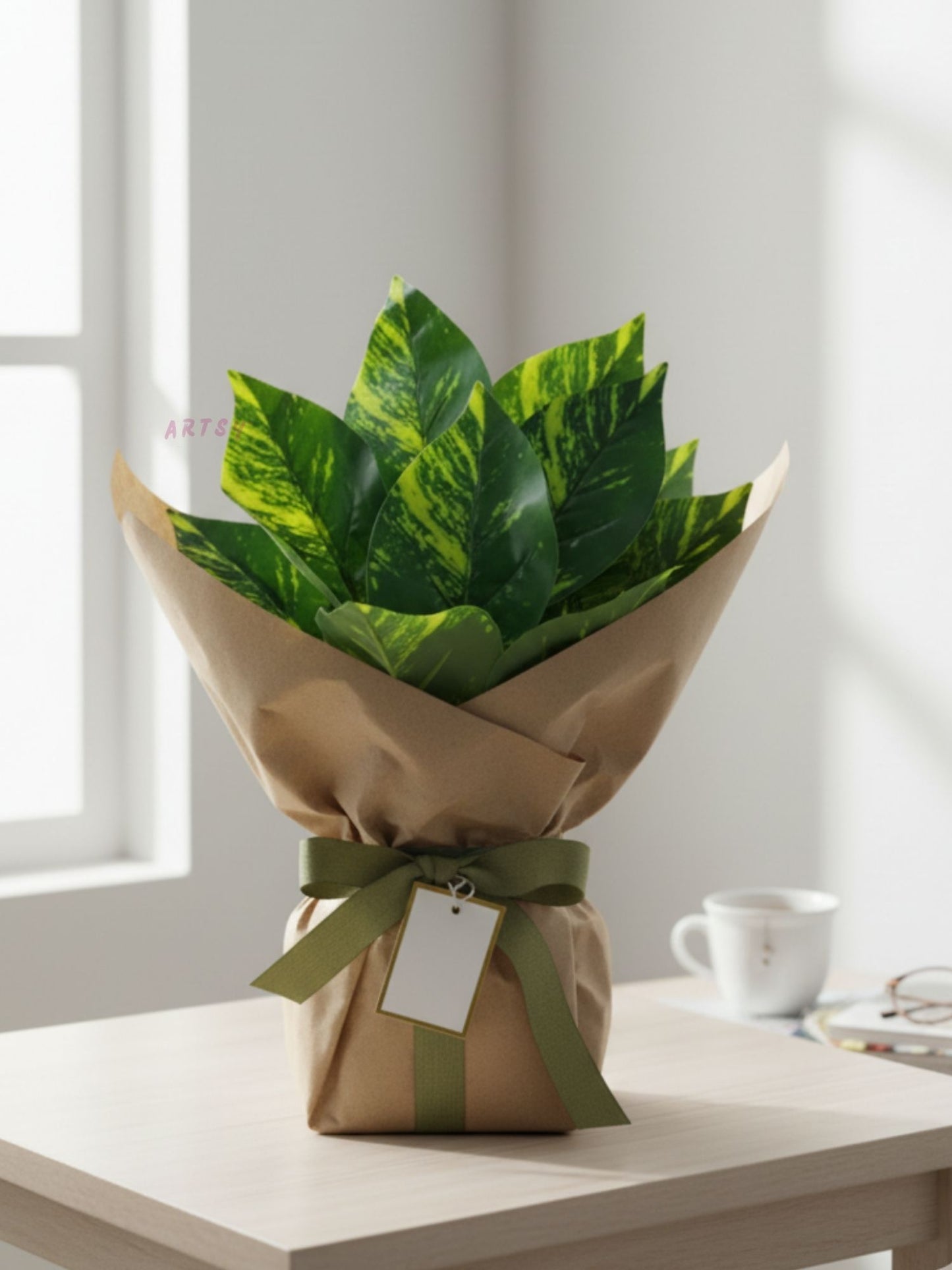 ARTSY Artificial Money Plant in White Pot | Realistic Indoor Home Decor, 1 Piece