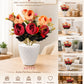 Luxury Dual Tone Artificial Flower Pot with Designer White Vase | Premium Home Decor (Pack of 1)