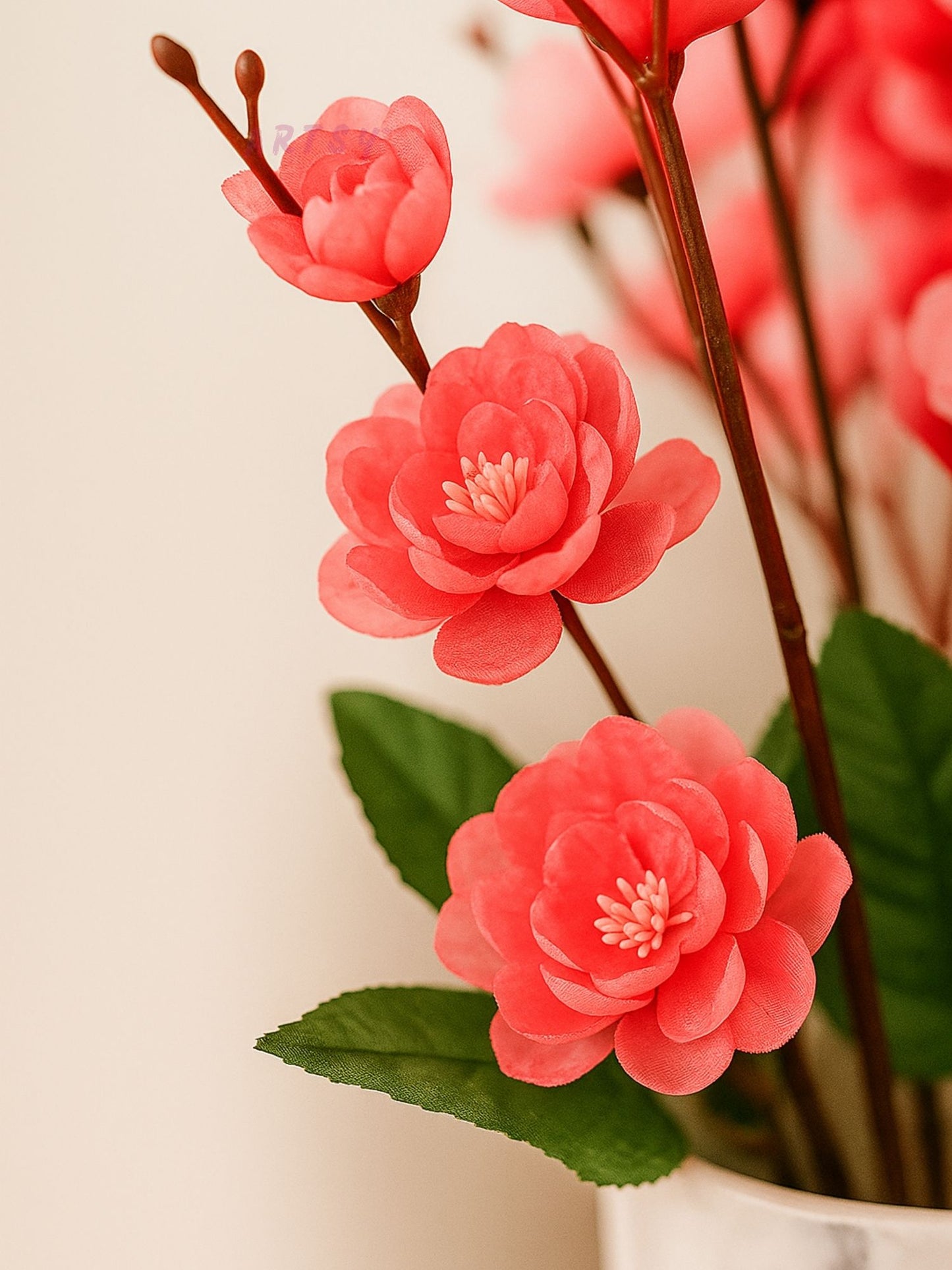 Artificial Flowers Cherry Blossom Flower Bunch | Without Vase Pack of 2