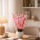 Luxury Pink Blossom Artificial Flower Pot Arrangement, Pack of 1