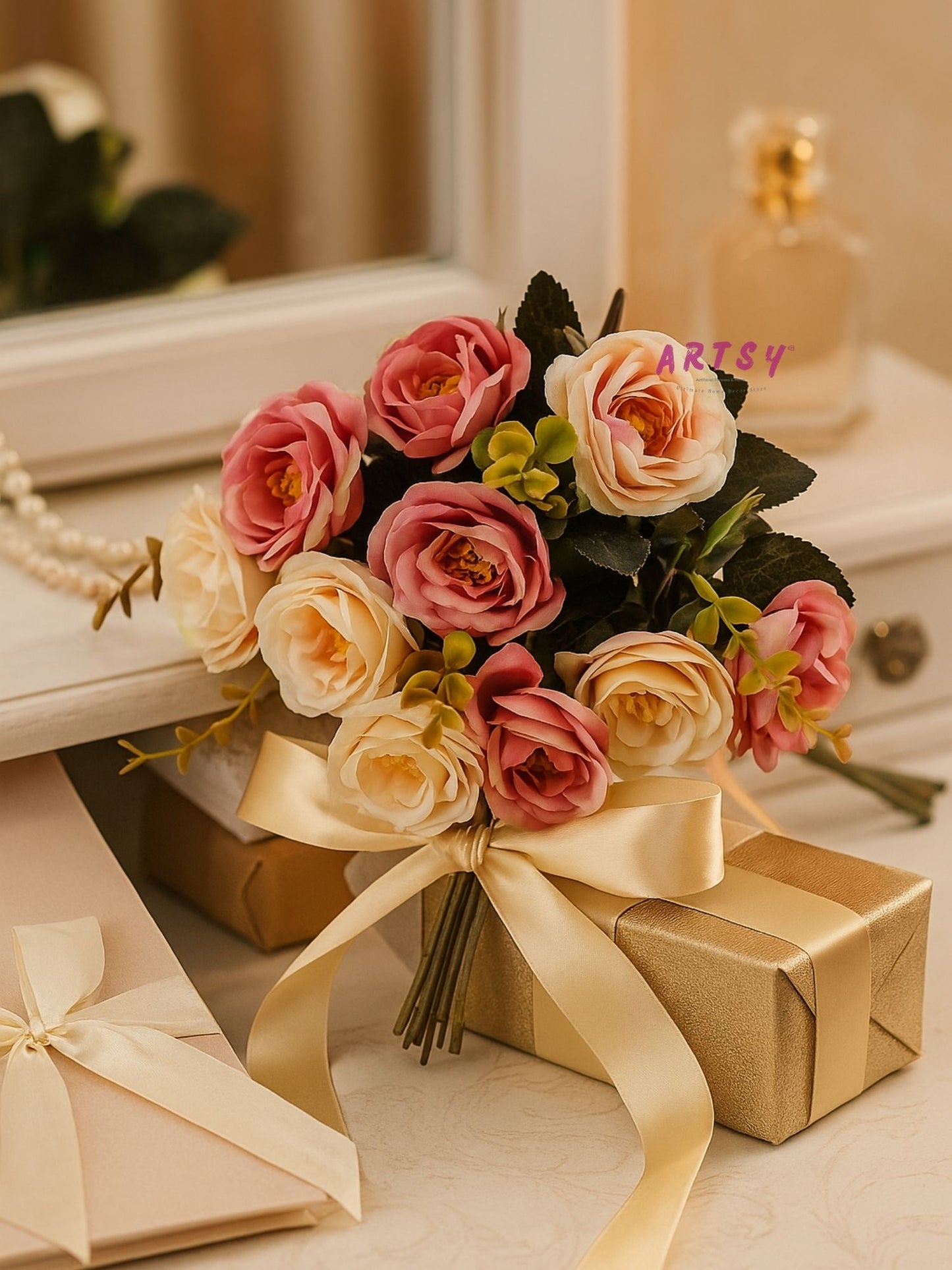 Artificial Rose Flower Bunch for Home Décor & Gifting | Babypink | Pack of 1