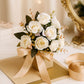 Artificial Rose Flower Bunch (Pack of 2) – Silk Faux Roses for Home, Wedding & Table Décor, White