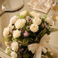 ARTSY® artificial flower for decoration, rose flower bunch, pack of 2 pieces, cream pink