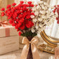 Red & White Artificial Blossom Flower Bunch for Home Decor | Premium Faux Floral Arrangement