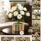 Elegant White Rose Artificial Flower Arrangement with Rustic Wooden Planter, Pack of 1