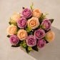 Luxury Artificial Rose Bouquet with Rustic Wooden Planter for Home Decor, Pack of 1