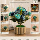 Luxury Artificial Rose Flower Pot – Premium Teal & Navy Floral Home Decor Arrangement, Pack of 1