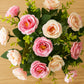 Artificial Rose Flower Bunch (Pack of 2) – Silk Faux Roses for Home, Wedding & Table Décor, Pink