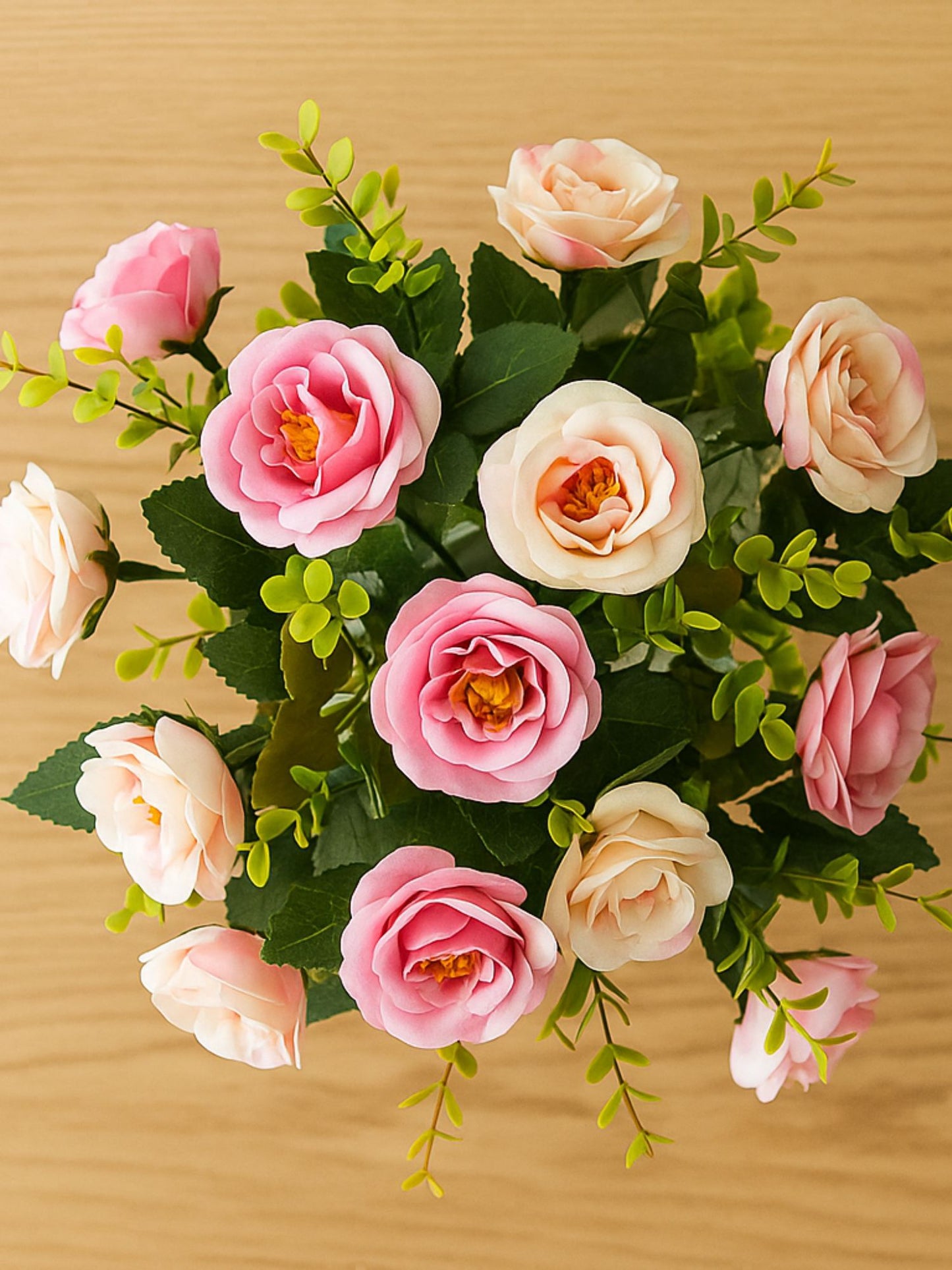 Artificial Rose Flower Bunch (Pack of 2) – Silk Faux Roses for Home, Wedding & Table Décor, Pink