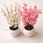Artificial Cherry Blossom Flower Pot – Premium Luxury Home Décor Table Accent, Pack of 2 Pieces