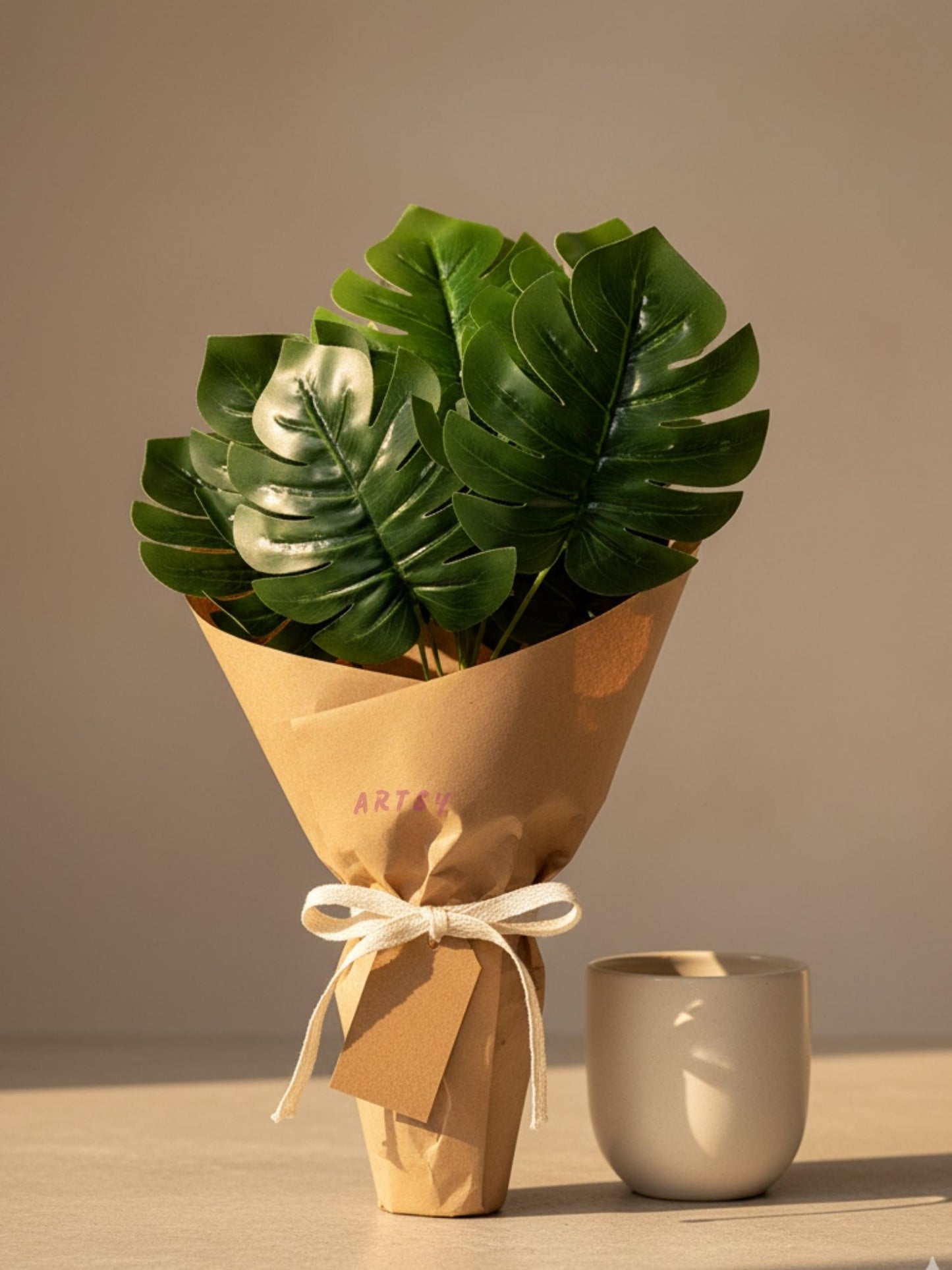 ARTSY Artificial Monstera Leaf Bunch | Realistic Tropical Artificial Plant for Home & Office Decor