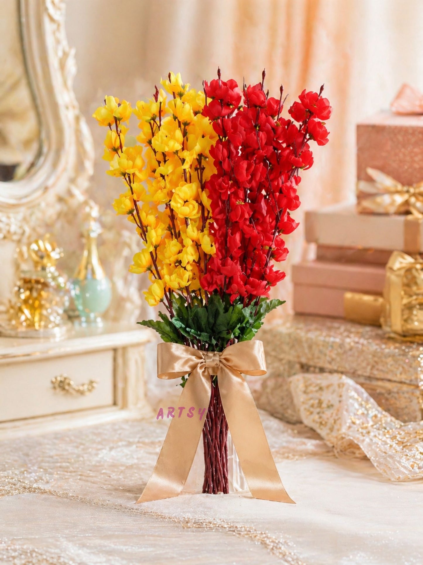 Premium Artificial Blossom Flower Stems for Home Decor (Pack of 2)