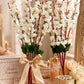 Artificial White Blossom Flower Stems for Home Decor | Luxury Faux Floral Arrangement, Pack of 2 Pieces