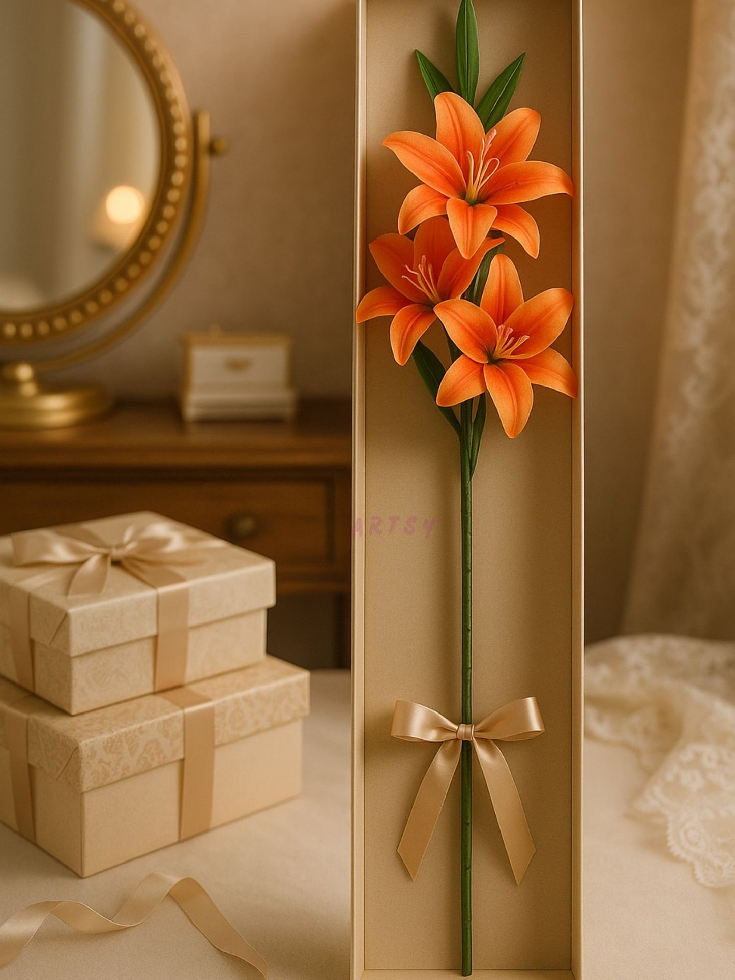 ARTSY Premium Artificial Lily Flower Stem | Faux Floral