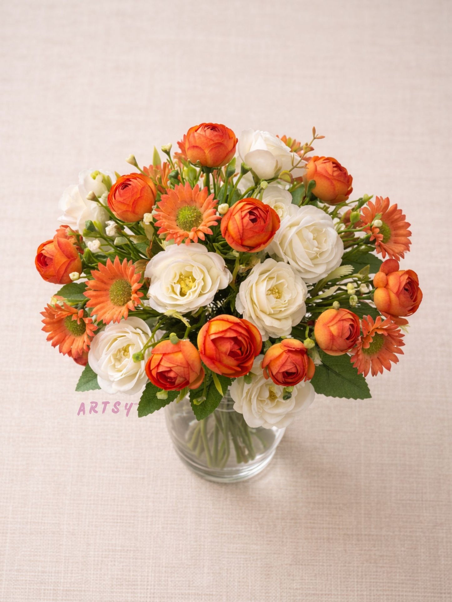 ARTSY Artificial Flower Bunch Pack of 2 | Realistic Faux Flowers for Home Decoration, Living Room, Office, Wedding & Vase Arrangements