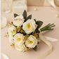 Real Touch White Rose Flower Bunch, Pack of 1 Piece