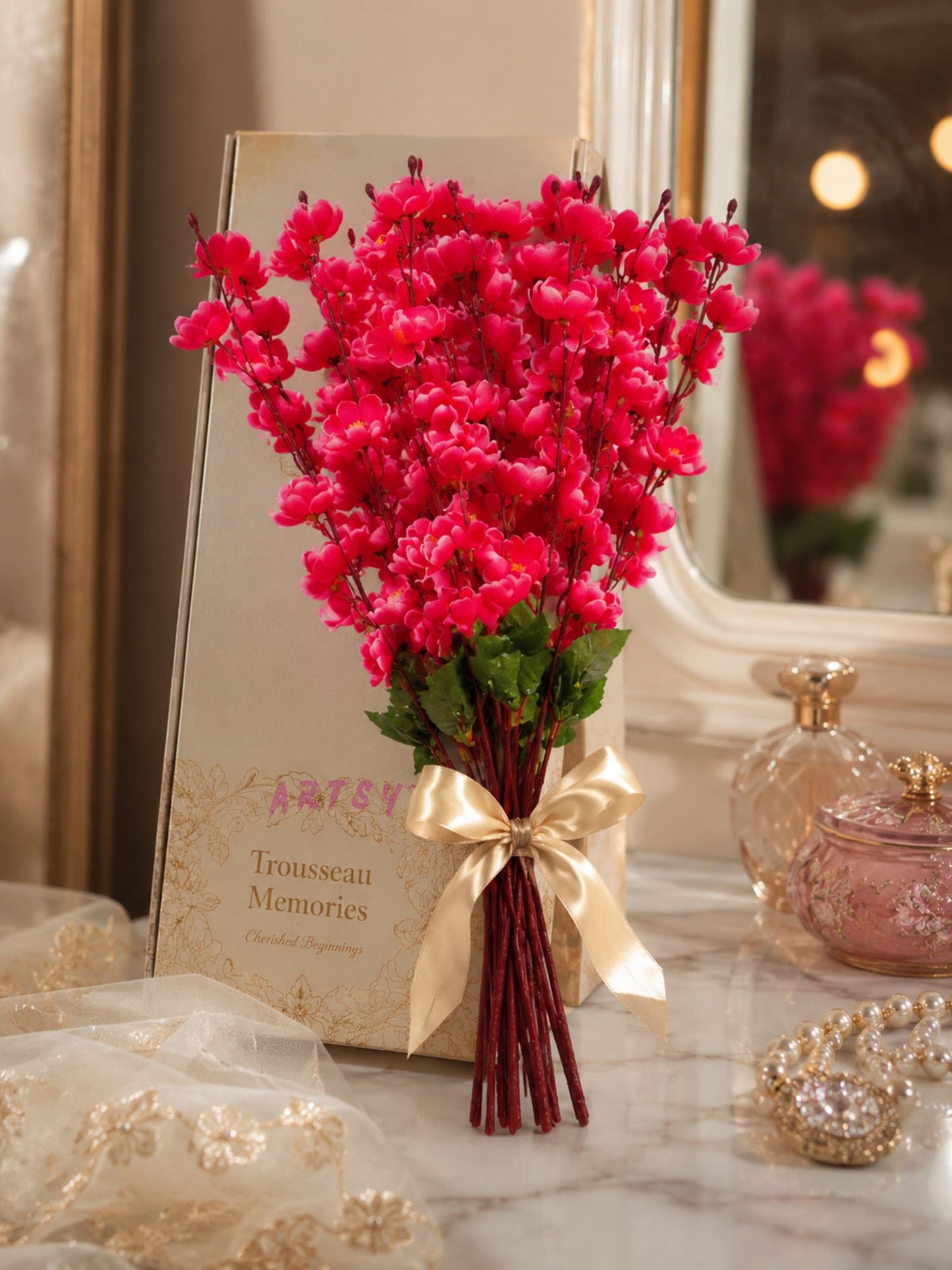 Premium Artificial Blossom Floral Bunch for Home Décor (Pack of 2)