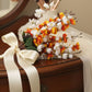 ArtsyDecor Premium Orange & White Artificial Blossom Stem for Home Décor | Realistic Flexible Floral Branch (55 CM, Pack of 1)