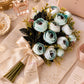 ARTSY Artificial Ranunculus Flower Bunches – Pack of 2, Aqua Green & White Faux Flowers for Home Décor, Wedding & Gifting