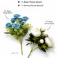 ARTSY Artificial Blue Rose & White Peony Flower Bunch Combo | Pack of 2 Fake Flowers for Home Decoration, Living Room, Office, Wedding & Table Decor