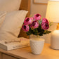 Artificial Purple Rose Flower Pot for Home Decor | Elegant Tabletop Floral Arrangement (Pack of 1)