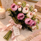 ARTSY Artificial Rose Flower Bunches – Pack of 2 | Realistic Pink & Peach Faux Flowers for Home Decor, Gifting & Wedding Decoration