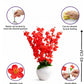 Artificial Red Blossom Flower Pot for Home Decor | Premium Decorative Floral Arrangement with White Pot